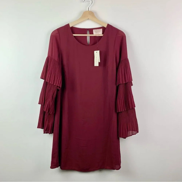 NWT Skies Are Blue Tiered Long Sleeve Ruffle Sheath Dress XS - Picture 1 of 10